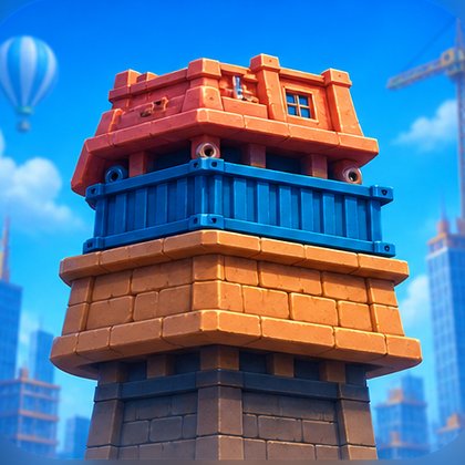Torre de tres pisos de colores apilados en Tower Dash
